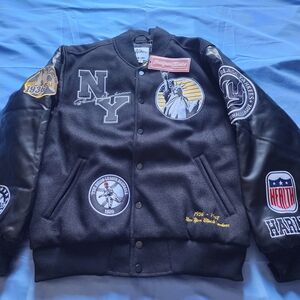 NEGRO LEAGUE COLLECTION MEN'S NEW YORK BLACK YANKEES VARSITY JACKET BLACK SMALL